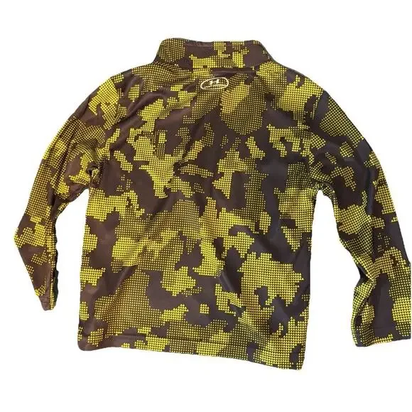 Boys Kids Youth Under Armour Long Sleeve Zip Pullover Shirt Yellow Gray 2T - Picture 3 of 4